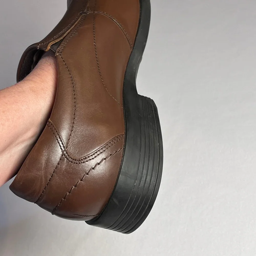 Thom McAn Mens Lanzo Brown Leather Slip On Loafers Dress Shoes 20329 Size 13